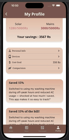 Smart Savings interface